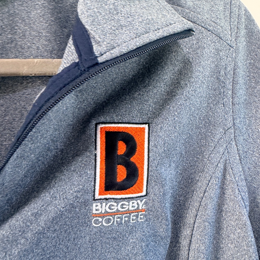 The North Face Quarter Zip Pullover Womens Medium Blue Biggby Coffee Workwear - Picture 2 of 8
